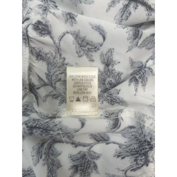 Max Studio Floral Above Knee Mini Skirt Tiered Casual Women's Size S White Blue - Picture 10 of 12